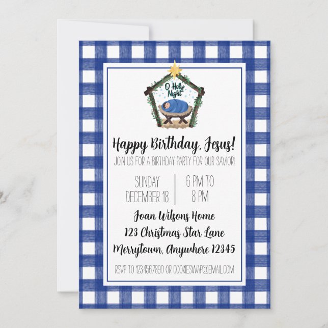 Nativity Happy Birthday Jesus Christmas Party Thank You Card (Front)