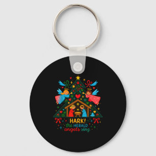Nativity Hark The Herald Angels Sing Cute Christma Keychain