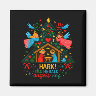 Nativity Hark The Herald Angels Sing Cute Christma Magnet