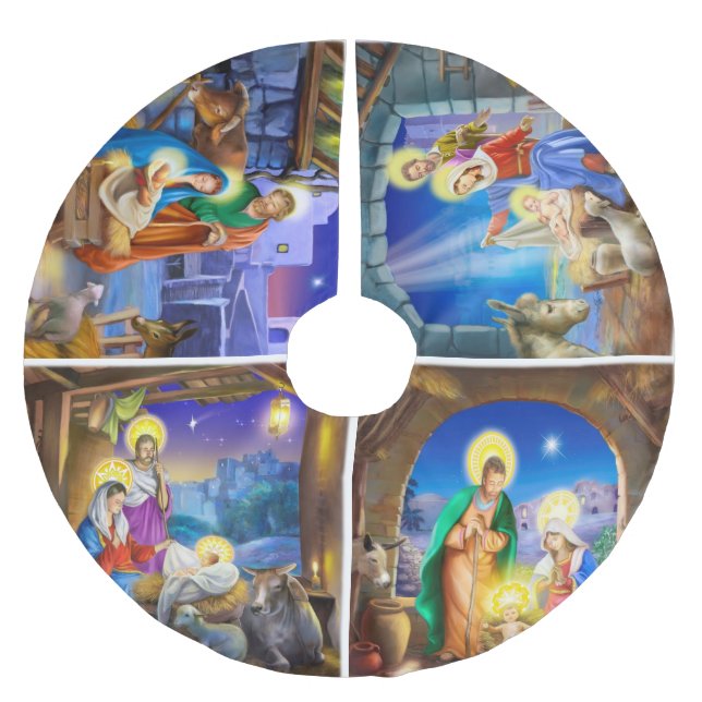 Nativity holiday Christmas tree skirt (Front)