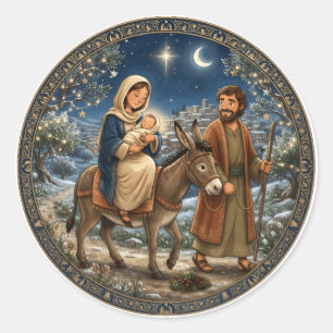 Nativity Holy Family Christmas Ornament Classic Round Sticker