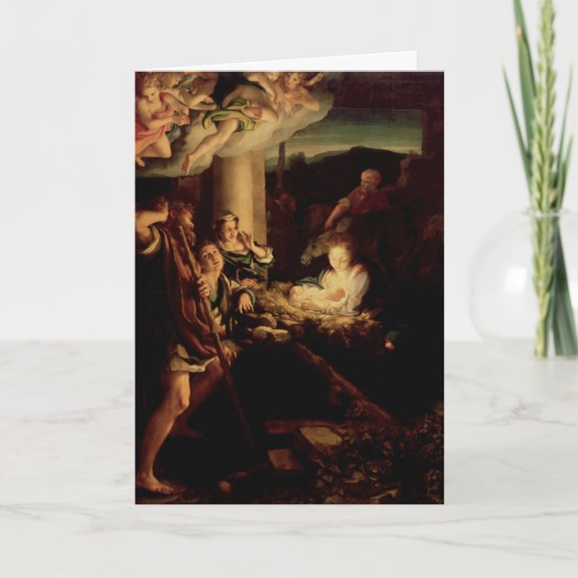 Nativity - Holy Night - Correggio - Renaissance Holiday Card (Front)