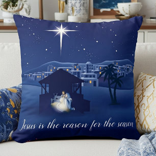 Nativity Jesus is the reason Throw Pillow