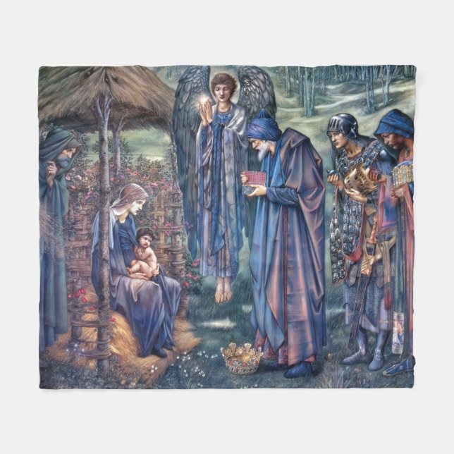 Nativity Jesus Mary Joseph Bible Fleece Blanket (Front (Horizontal))
