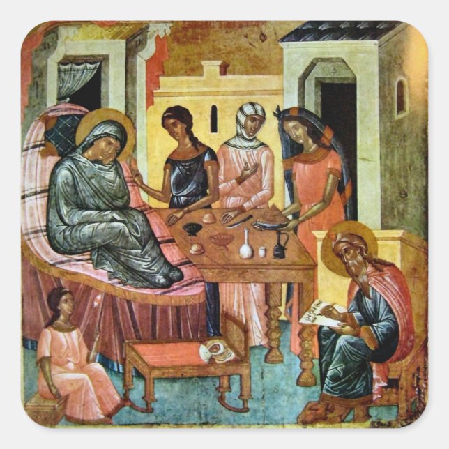Nativity John the Baptist Byzantine Orthodox  Square Sticker (Front)