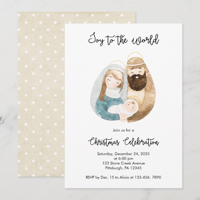 Nativity Joy to the World Christmas Party Invitation (Front/Back)