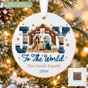Nativity Joy to the World Personalized Christmas Ornament