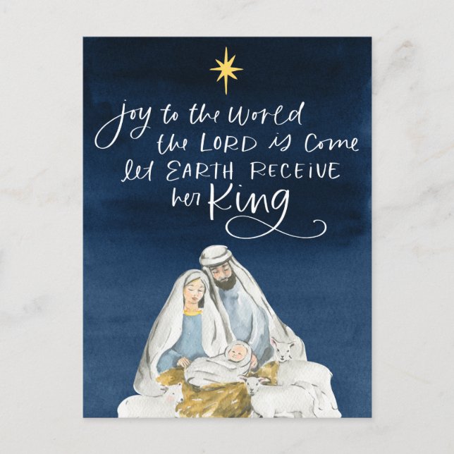 Nativity Joy Watercolor Religious Christmas Postcard (Front)