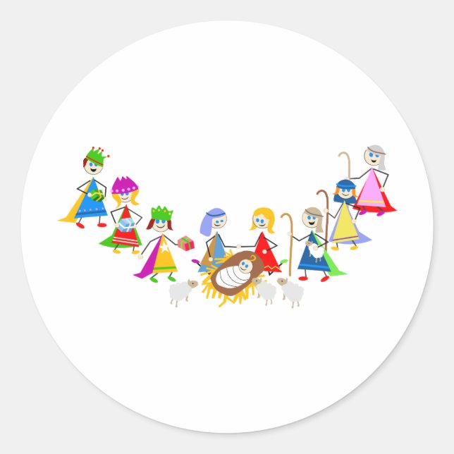 Nativity Kids Classic Round Sticker (Front)