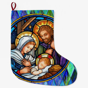 Nativity  large christmas stocking