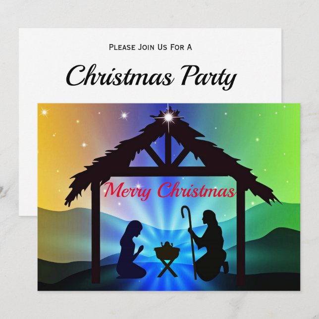 Nativity Manger Christmas Graphic Invitation (Front/Back)