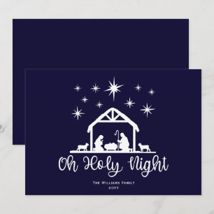 Nativity Manger Oh Holy Night Script  Holiday Card