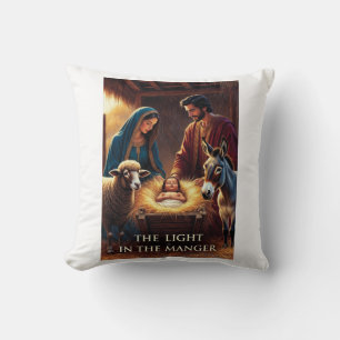 Nativity Manger T-Shirt Throw Pillow
