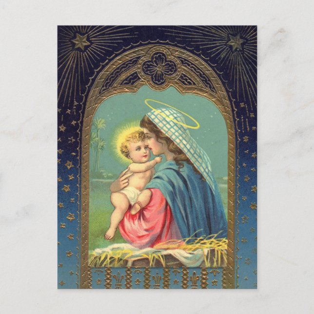 Nativity Mary Holding The Baby Jesus Postcard (Front)