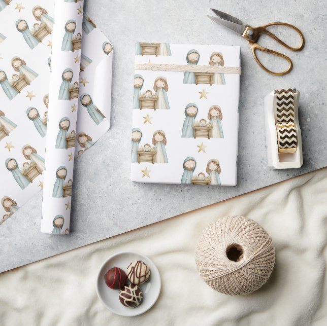 Nativity Mary Joseph Baby Jesus Christmas Wrapping Paper (Crafts)