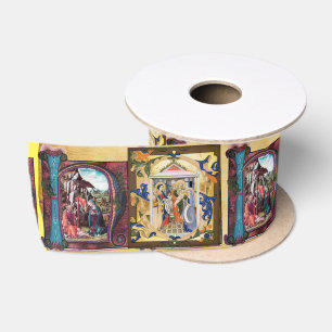NATIVITY MONOGRAM PARCHMENT SATIN RIBBON