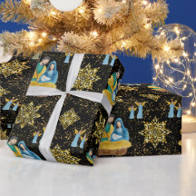 Nativity Night Mary Joseph Jesus Angels Golden