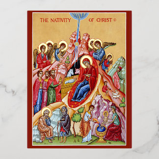 Nativity of Christ Foil Holiday Postcard
