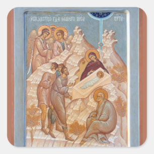 Nativity of Christ Orthodox Christian Icon Square Sticker