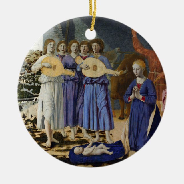 NATIVITY OF JESUS, ANGELS by PIERO DELLA FRANCESCA Ceramic Ornament (Front)
