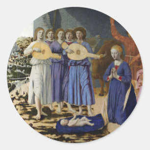 NATIVITY OF JESUS, ANGELS by PIERO DELLA FRANCESCA Classic Round Sticker