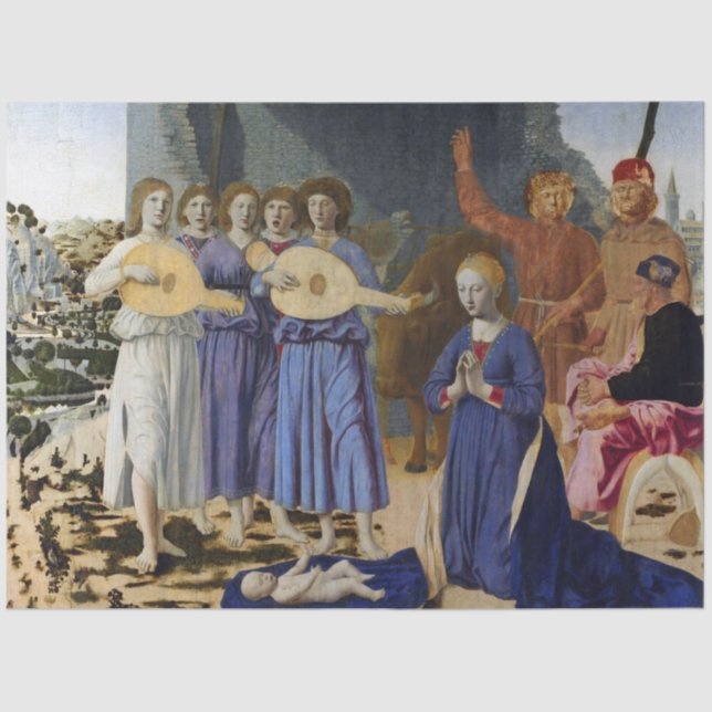 NATIVITY OF JESUS, ANGELS by PIERO DELLA FRANCESCA Tissue Paper (Front)