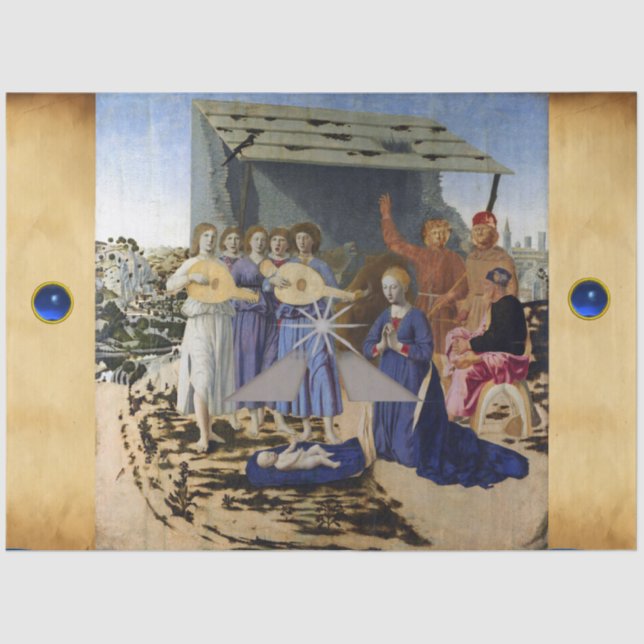 NATIVITY OF JESUS, ANGELS by PIERO DELLA FRANCESCA Tissue Paper (Front)