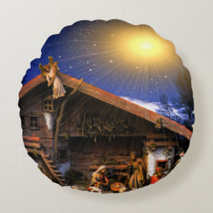 Nativity of Jesus Christ Round Pillow