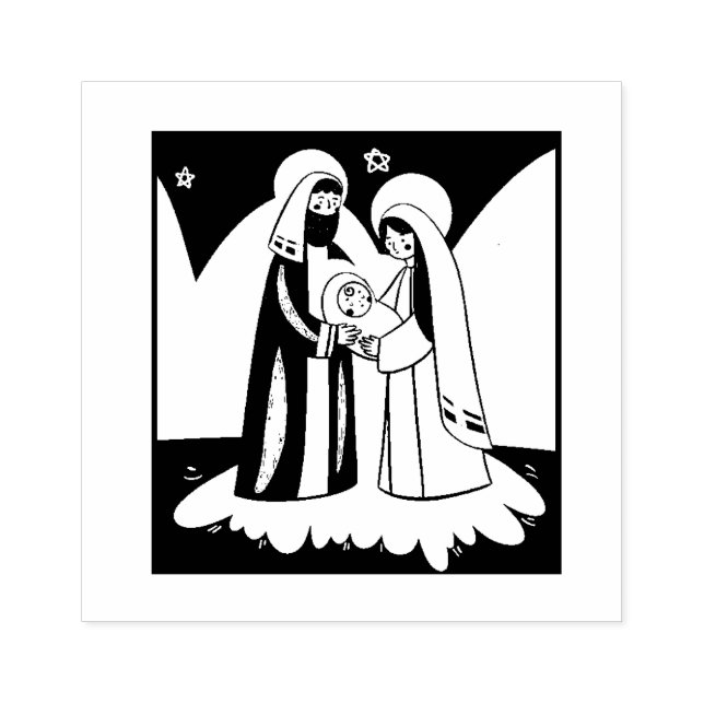Nativity of Jesus Religious Christian Holy Family Rubber Stamp (Imprint)