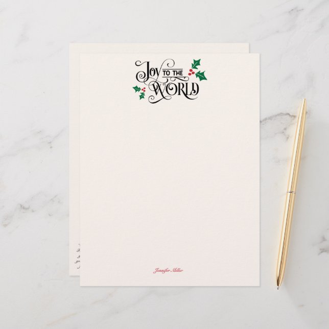 Nativity on back Joy To The World w Signature Letterhead (Front/Back In Situ)