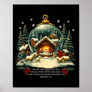 Nativity Ornament Christmas Scene Matthew 1_21  Poster