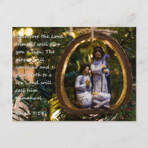 Nativity Ornament Isiah Seven Fourteen Christmas Postcard