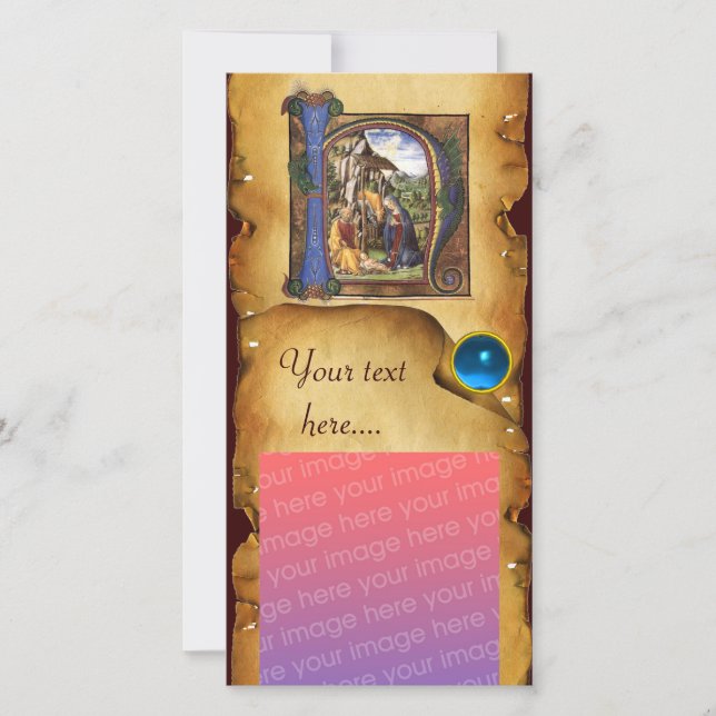 NATIVITY PARCHMENT Blue Sapphire Monogram (Front)