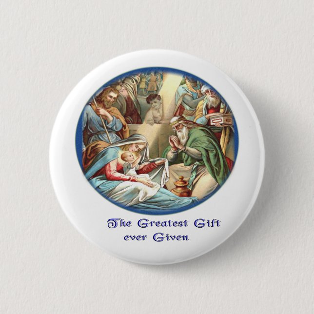 Nativity  scence 2 inch round button (Front)