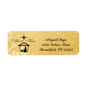 Nativity Scene Adore Him Return Address Labels