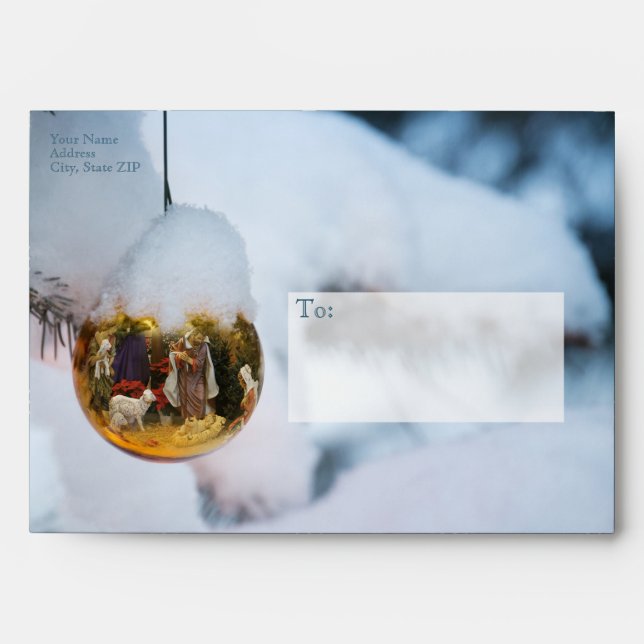 Nativity Scene and Bethlehem Star Pattern Envelope (Front)