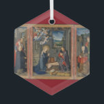 Nativity Scene Beautiful Religious Jesus Christmas Glass Ornament<br><div class="desc">The Nativity with Donors and Saints by Gerard David features the classic nativity scene with Jesus Christ. A perfect Christmas gift for the Christian in your life. Features Mother May praying over baby Jesus and the shepherds bringing gifts.</div>