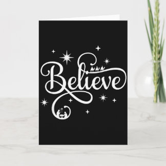 Nativity Scene Believe Christian Family Merry Chri Card