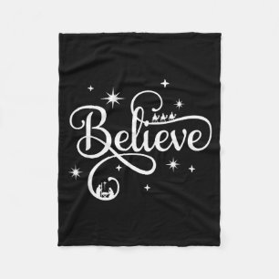 Nativity Scene Believe Christian Family Merry Chri Fleece Blanket
