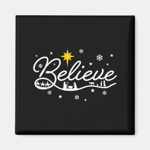 Nativity Scene Believe Christian Family Merry Chri Magnet