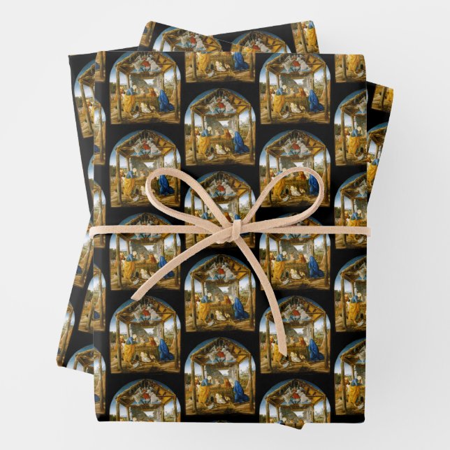 Nativity Scene Birth of Jesus by Botticelli C 1473 Wrapping Paper Sheet (In situ)