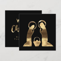 Nativity Scene Black and Gold Merry Christmas