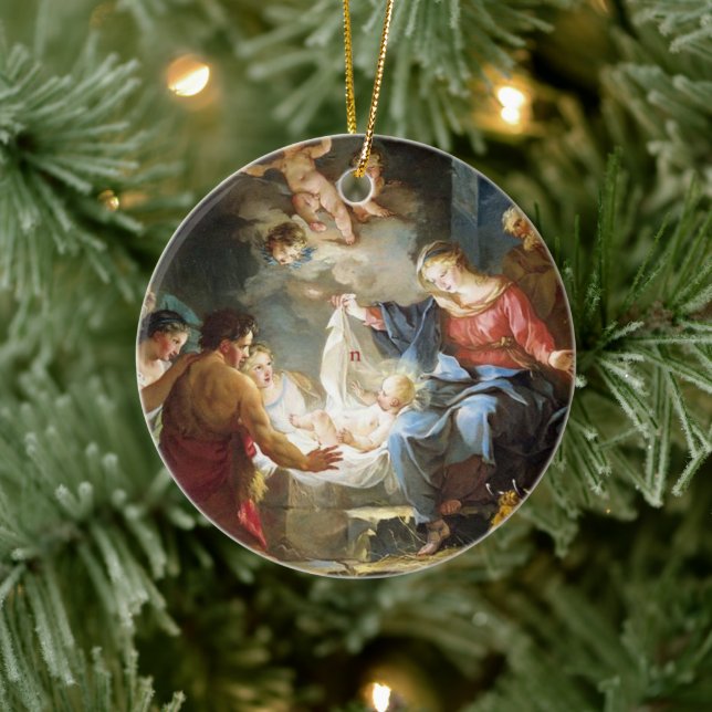 Nativity Scene Catholic Church Religious Christmas Ceramic Ornament (Tree)
