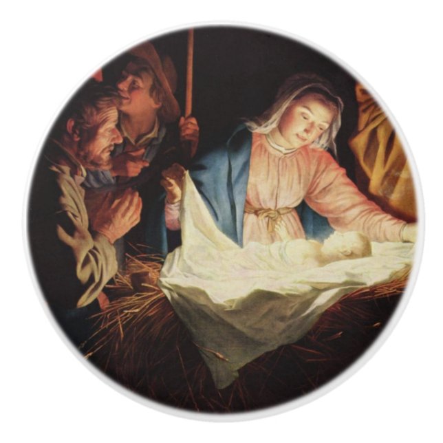 Nativity Scene Ceramic Knob (Front)