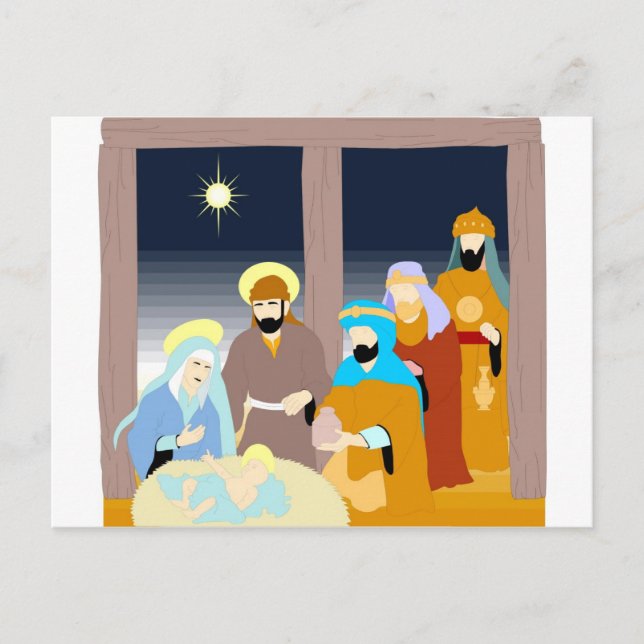 Nativity scene Christian artwork Postcard (Front)