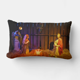 Nativity Scene Christmas Display in Washington DC Lumbar Pillow