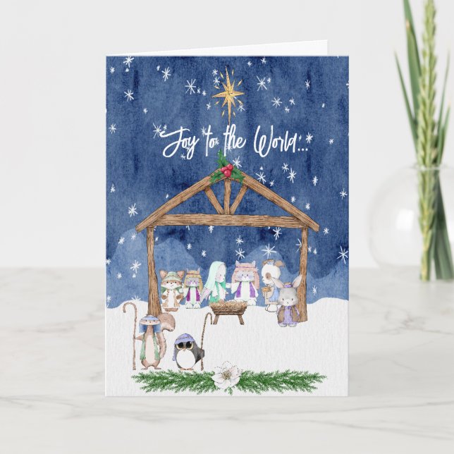 Nativity Scene Christmas Greeting Card (Front)