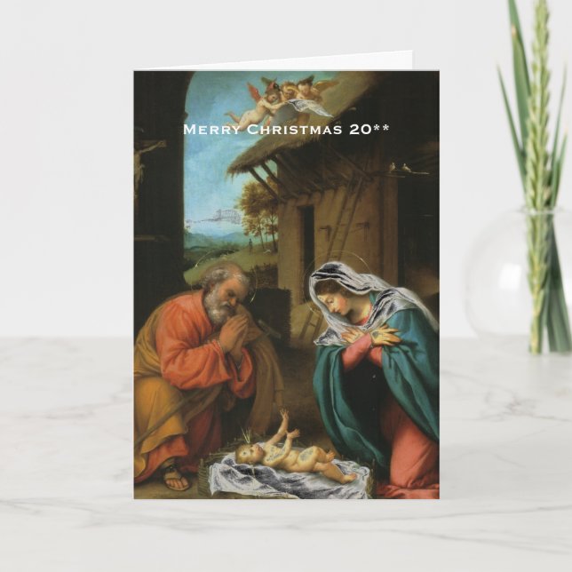Nativity Scene Christmas Greeting Card (Front)