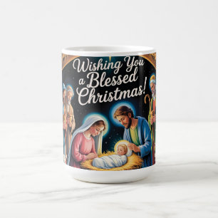 Nativity Scene Christmas Greeting Coffee Mug