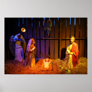 Nativity Scene Christmas Holiday Display Poster